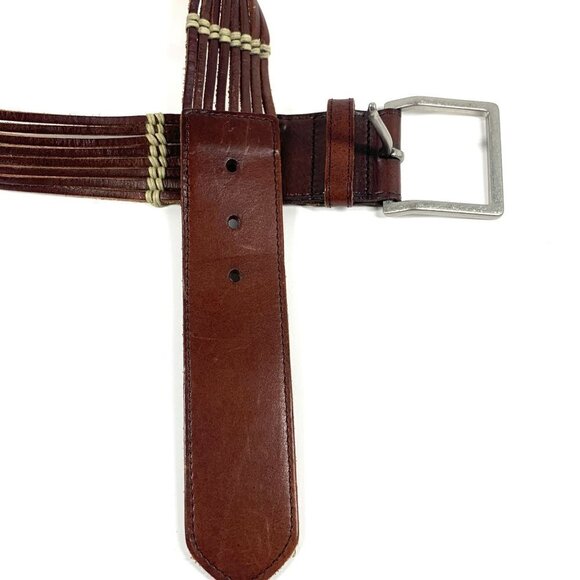 Talbots Women's Leather Belt Brown/Cream Silver Buckle Style#:6437 Size Small - Picture 10 of 11
